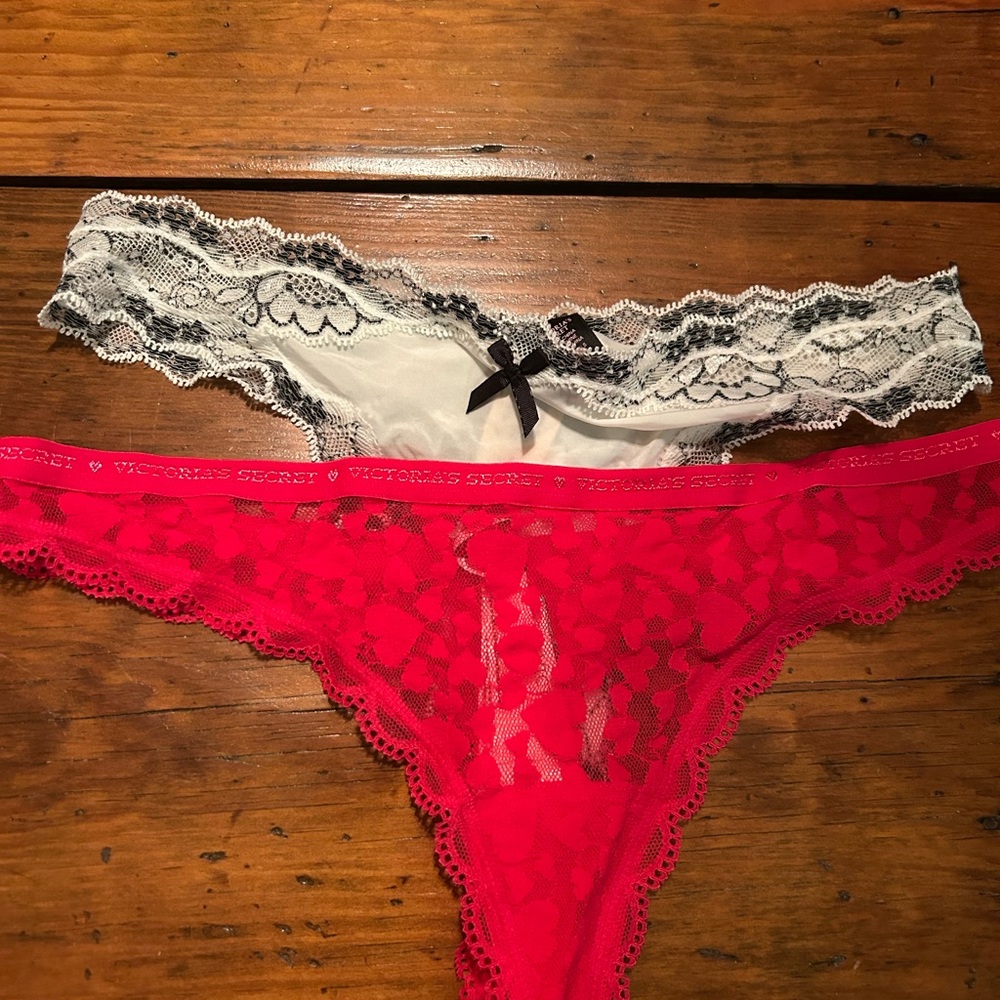 Victoria's Secret Red and White Lace Panties